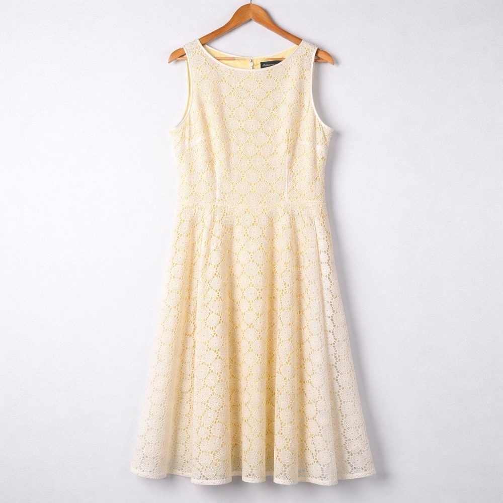 Evan Picone Black Label Dress Womens 12 Eyelette Crochet Overlay Event Guest